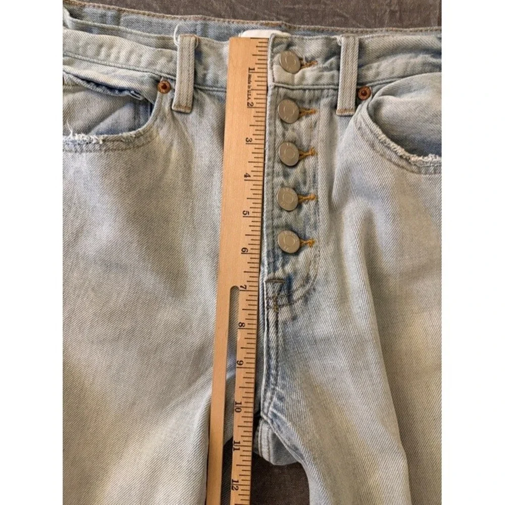 Pistola Lennon High Rise Distressed Straight Leg Jeans Light Wash‎ Blue Size 25